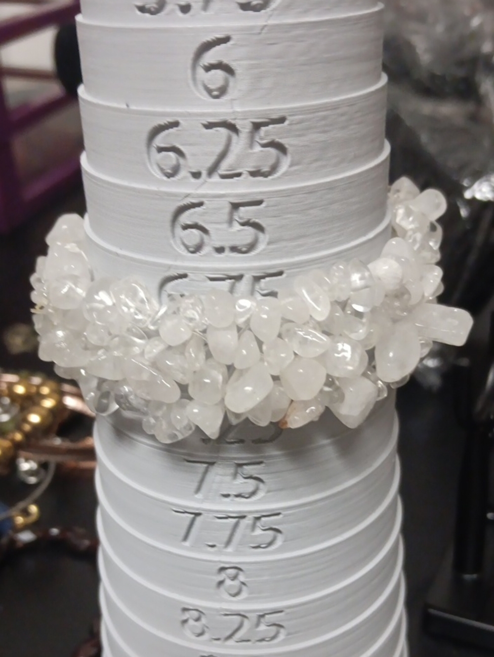 White Crystal Chip Quartz Stretch Bracelet